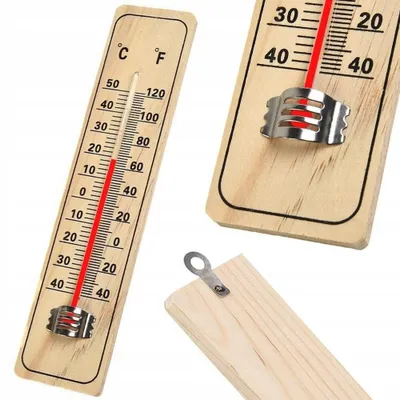 Produktbild von Holz Thermometer Außen Innen Außenthermometer Draußen analog Gartenthermometer