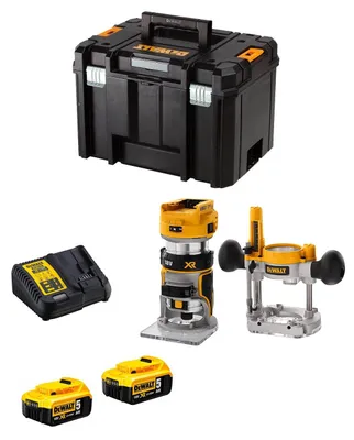 Imagen del producto de Fresadora DeWALT DCW604P2T (2 x 5,0 Ah + DCB115 + TSTAK VI)