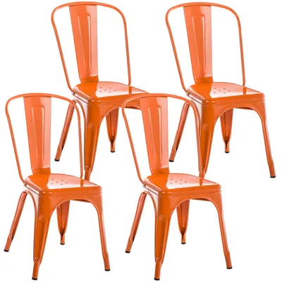 Produktbild von CLP 4er Set Stapelstühle Benedikt stapelbar Rückenlehnen Metall bis 200 kg belastbar orange