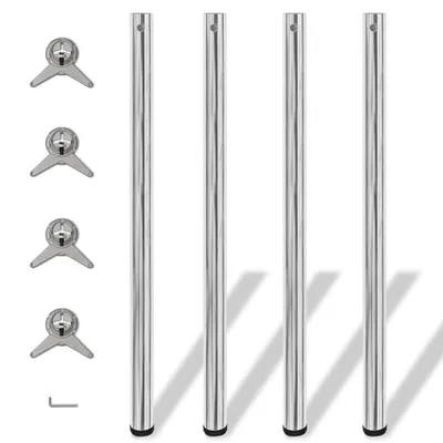 Image de 4x pieds de table réglables en hauteur Chrome 1100 mm