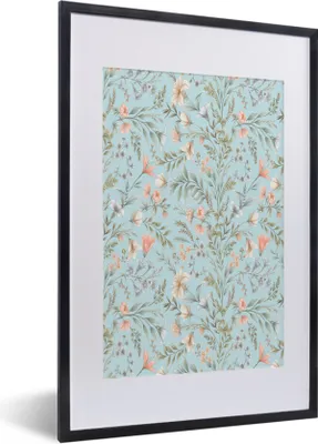 Produktbild von MuchoWow® MuchoWow® Gerahmtes Poster Blumen - Frühling - Blau 40x60 cm - Poster mit zchwarzem Bilderrahmen - Poster in Rahmen