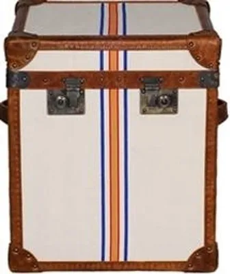 Image de Casa Padrino Coffre de luxe brun / multicolore 49 x 44 x H. 57 cm - Coffre en cuir véritable fait à la main dans le style d'une valise