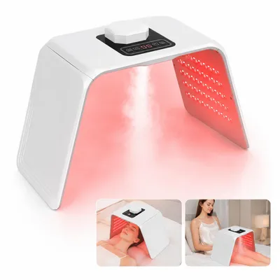 Produktbild von LED Gesichtsmaske mit Lichttherapie, 7 Farben Gesichtspflege Gerät mit Kaltnebel Sprühfunktion, faltbare Beauty Maske für Zuhause
