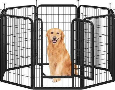 Imagen del producto de Jaula para cachorros con 8 paneles, 100 cm de altura, plegable, de metal