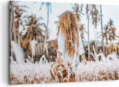 Produktbild von Bild auf Leinwand - Leinwandbild - Einteilig - Wiese Frau Gras - 100x70cm - Wand Bild - Wanddeko - Wandbilder - Leinwanddruck - Bilder - Wanddekoration - Leinwand bilder - Wandbild - AA100x70-5115