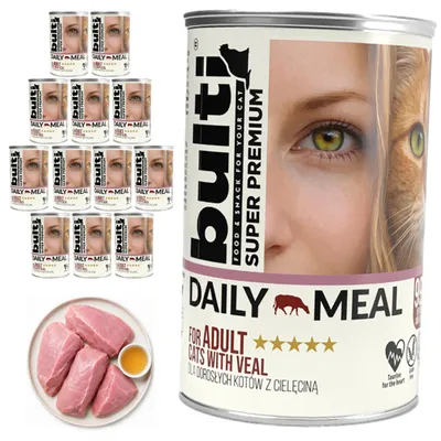 Produktbild von BULTI | Katzenfutter Kalbfleisch - Katzenfutter nass Set 12x400g Dose - Katzenfutter adult fur Katze