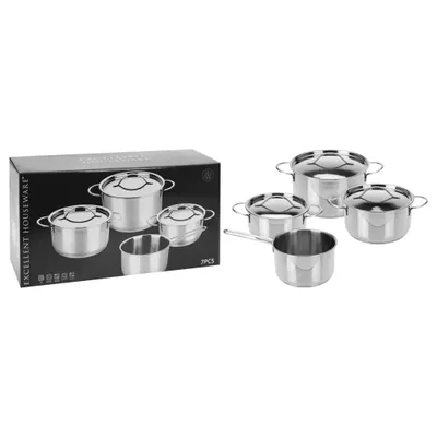 Obrázek produktu pro Excellent Houseware 7dílná sada pánví z nerezové oceli 6 mm