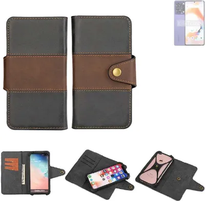 Produktbild von K-S-Trade Handyhülle Schutzhülle Hülle Bookstyle Wallet-Case kompatibel mit UMIDIGI A15 Pro 5G Bumper Rundumschutz schwarz-braun 1x
