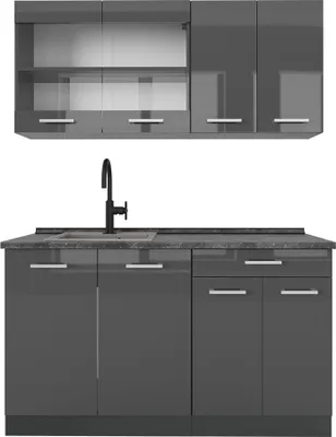 Produktbild von Singleküche Vicco R-Line Anthrazit Hochglanz 140 cm , AP Anthrazit, Model 53721