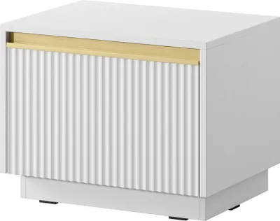 Productafbeelding van Nachtkastje met lades, 50 cm, Baron - Nachtkastje 50 cm, met geribbelde fronten, gouden details - Wit