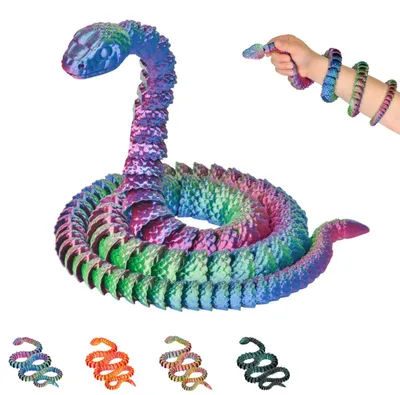 Image de Serpent XL 3D – figurine articulée 80 cm | Statue Fantasy de collection pour étagère & bureau | 14+ – Bleu-vert-violet