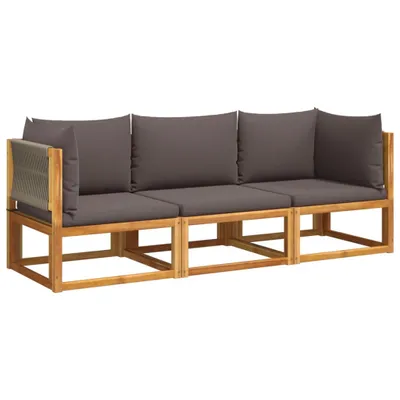 Immagine prodotto di vidaXL Set di divani da giardino a 3 pezzi con cuscini in legno di acacia e corda