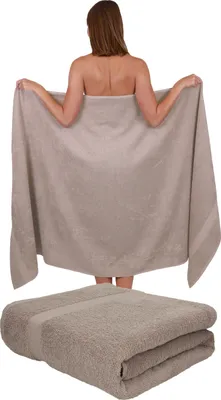Produktbild von Betz 2 Stück XXL Badetücher 100 x 200 cm PALERMO  Saunatuch 100% Baumwolle  Farbe: stone