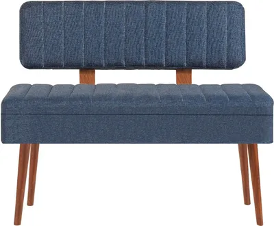 Image de Skye Decor, Vina 1048 - 1 - Walnut, Dark Blue, Bancs, banc, noyer, 110 x 82,5 x 40 cm