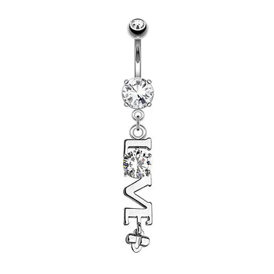 Produktbild von Taffstyle Bauchnabelpiercing Bauchnabelpiercing Schmuck Stecker Kristall LOVE Anhänger, Silber