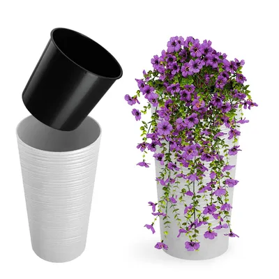 Produktbild von KADAX Blumentopf "Latina", Übertopf mit herausnehmbarer Einlage, Blumentopfschutz, Blumenkübel, 25 cm, Weiß