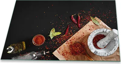 Produktbild von Herdabdeckplatte Glaskeramikfeld Spritzschutz Glas Universal Deko 80x52 Paprika Rot