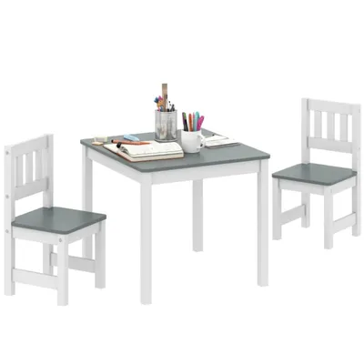 Obrázok produktu pre Detský stôl s 2 stoličkami, 3-dielna detská sedacia súprava, sedacia súprava pre deti, detský nábytok, 56 x 52 x 48 cm Sivá