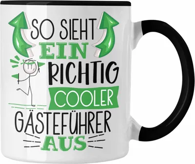 Produktbild von Trendation - Gästeführer Tasse Geschenk So Sieht Ein RIchtig Cooler Gästeführer Aus Geschenkidee Lustiger Spruch Geburtstag Becher Kaffeetasse (Schwarz)