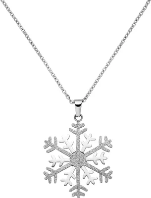 Produktbild von JOBO Collier Kette mit Anhänger Schneeflocke Edelstahl bicolor Glitzer-Effekt 42 cm
