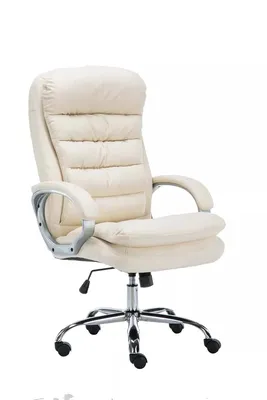 Produktbild von In And OutdoorMatch Bürostuhl Abigayle - Creme - Auf Rollen - Kunstleder - Für Erwachsene - Ergonomischer Bürostuhl - Höhenverstellbar 45-52cm
