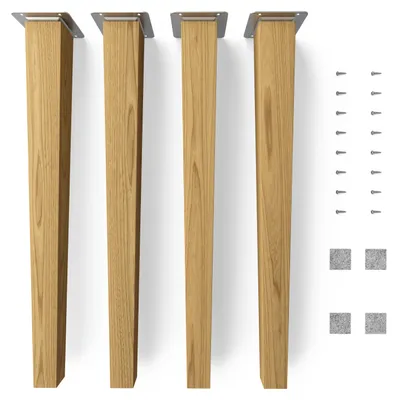Produktbild von 4x sossai Holzfüße eckig - gerade Ausführung 45cm Eiche