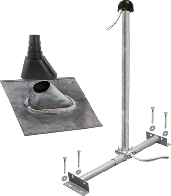 Produktbild von PremiumX BASIC Dachsparrenhalter 100cm SAT Mast Bleiabdeckblech Set schwarz