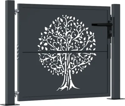 Produktbild von vidaXL Gartentor Anthrazit 100x75 cm Stahl Baum-Design