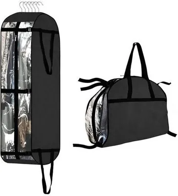 Produktbild von Kleidersäcke Kleiderhülle Staubschutzhülle Aufbewahrung für Kleidung, Faltbar Kleidersack Mit Reißverschluss, 125x60x25cm, Schwarz