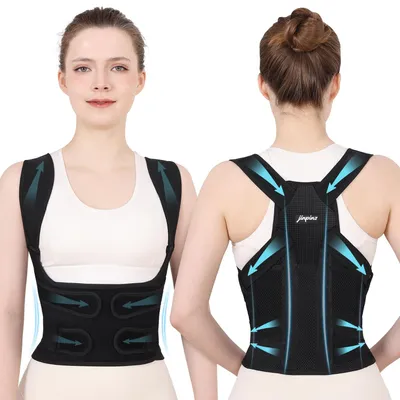 Imagen del producto de Soporte lumbar, corrector de postura ajustable, talla L, con soporte para hombros y cuello, ideal para el trabajo y el deporte