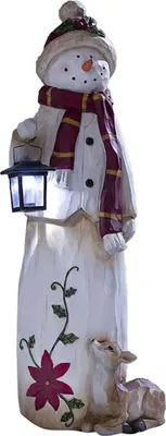 Produktbild von Weihnachts-Schneemann-Figur mit Laterne, Schneemann-Statue aus Kunstharz, Dekoration für den Außenbereich, Weihnachts-Schneemann-Türbegrüßer für Hof und Garten