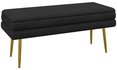 Productafbeelding van Gestoffeerde bank met opbergruimte, staal, 100 cm x 37,5 cm x 42 cm, zwart