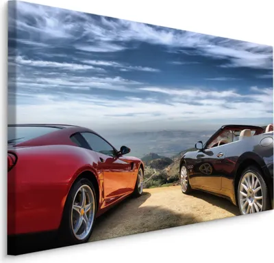 Produktbild von Fabelhafte Canvas LEINWAND BILDER 70x50 cm XXL Kunstdruck Autos Sportwagen Berge