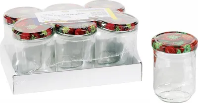 Obrázek produktu pro DOSEN-ZENTRALE Schraubdeckelglas Sturz 230 ml mit 66mm TO-Deckel Erdbeerdekor 6er Tray