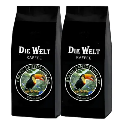 Produktbild von Die Welt Kaffee Brazil Santos Kingsize Kaffeebohnen 2x1000g