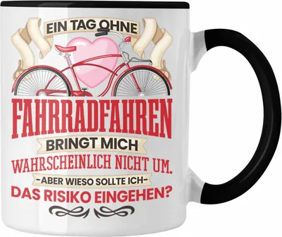 Produktbild von Trendation - Fahrrad Tasse Geschenk für Radfahrer Fahrradfahrer Lustiger Spruch Geschenkidee (Schwarz)