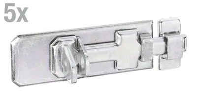 Immagine prodotto di Alberts 841591 Catenaccio di sicurezza, con impugnatura piatta e anello fisso, zincato, passivato a film spesso, piastra 140 x 55 mm, set da 5