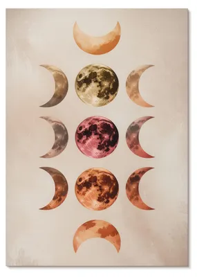 Produktbild von POSTER - 59x84 cm (A1) - Inner Space - Symmetrie der Monde, warme Farben, kosmische Atmosphäre -  Wandbild für Wohnzimmer Schlafzimmer & Flur, Modernes Poster Wanddeko, Ungerahmt