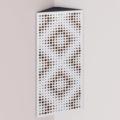 Obrázek produktu pro Balení po 2 kusech – Úzká akustická rohová basová past s sametovým potahem | 50 x 23 x 10 cm | Odraz – zvuková izolace | [REBAT – bílá | zlatá]