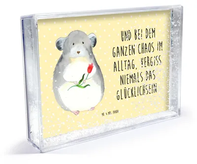 Produktbild von Mr. & Mrs. Panda Bilderrahmen Chinchilla Blume - Gelb Pastell - Geschenk, Kummer, Chinchillas, Fotorahmen, dekoartikel, Liebeskummer, Lustige Sprüche, 3D-Bilderrahmen