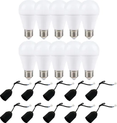 A set of LED light bulbs and their corresponding lamp holders.