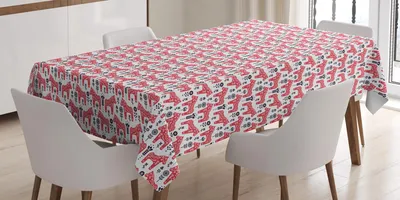Produktbild von ABAKUHAUS Ethnisch Tischdecke, Schwedische Pferd mit Floralen Ornamenten Folklore Kunst Muster, 140 x 240 cm, Dunkler Coral Indigo