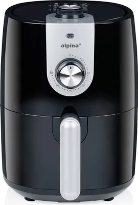 Produktbild von alpina Airfryer 2L Heißluftfritteuse 900W Temperatur Einstellbar von 80 bis 200 °C für 2 bis 3 Personen Timer bis 60 Min Spülmaschinefreundlich Metall Schwarz