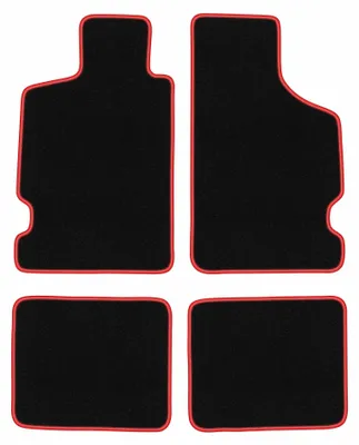 Image de Tapis de sol en moquette pour Citroen Saxo 1996-2003 (à hayon) – jeu 4 pièces, noir/rouge, sur mesure – Wielganizator CARLUX