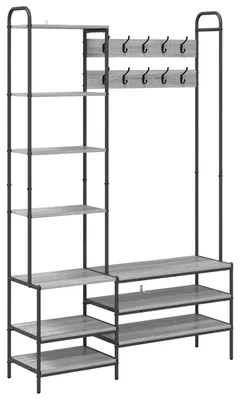 Produktbild von vidaXL Garderobenständer mit Schuhbank Sonoma-Grau 120,5 x 34 x 190 cm