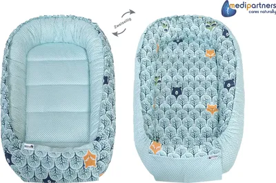 Produktbild von Babynestchen 5tlg Babynest Babydecke Steckkissen Kuschelnest Einschlagdecke Baumwolle 100x60x15 Wald mit Minzer Minky
