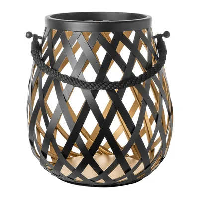 Produktbild von FINK Laterne OTIS - schwarz - Edelstahl - innen gold - H.33cm x B.33cm