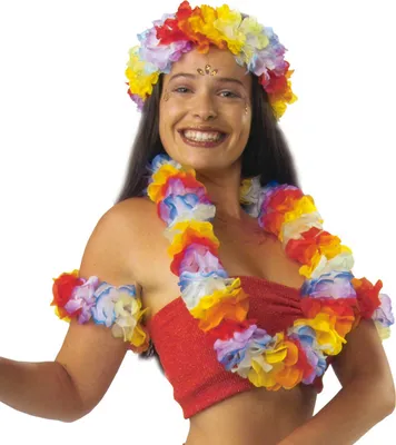 Produktbild von Deluxe Hawaii 4-Tlg Set Stirnband, Kette, 2 Armbänder Karneval Fasching Party