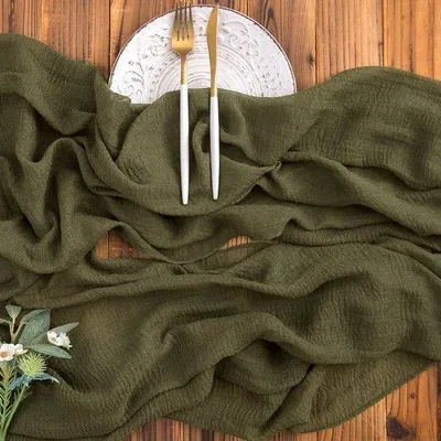 Immagine prodotto di Runner da tavola verde oliva, 4 m 80 cm, tessuto