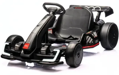 Image de Kart électrique pour enfants Audi 24 V (6-12 ans) – Sous licence officielle, avec fonction drift, Bluetooth, pneus EVA et siège réglable – Kart électrique – Noir
